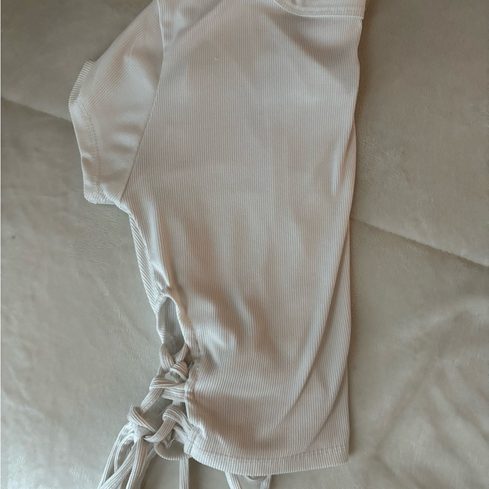 White Side Laced Crop Top